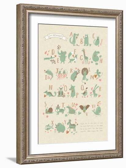 Stylish Zoo Alphabet in Vector. Lovely Animals with English Letters and Names. Best Abc-Poster in S-smilewithjul-Framed Art Print
