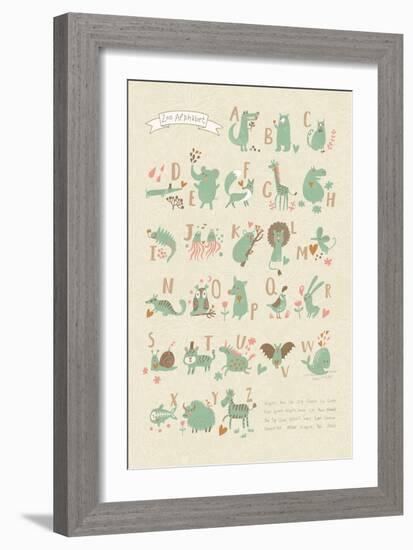 Stylish Zoo Alphabet in Vector. Lovely Animals with English Letters and Names. Best Abc-Poster in S-smilewithjul-Framed Art Print