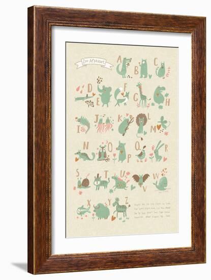 Stylish Zoo Alphabet in Vector. Lovely Animals with English Letters and Names. Best Abc-Poster in S-smilewithjul-Framed Art Print