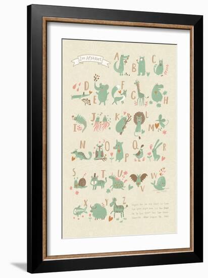 Stylish Zoo Alphabet in Vector. Lovely Animals with English Letters and Names. Best Abc-Poster in S-smilewithjul-Framed Art Print