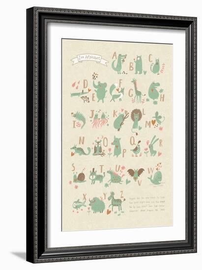 Stylish Zoo Alphabet in Vector. Lovely Animals with English Letters and Names. Best Abc-Poster in S-smilewithjul-Framed Art Print