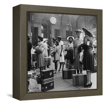 Stylishly Dressed African American Women at New York City's Pennsylvania Station. August 1942-null-Framed Stretched Canvas