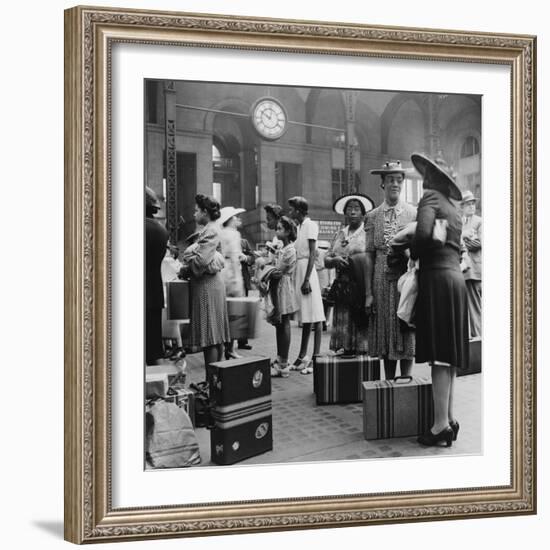 Stylishly Dressed African American Women at New York City's Pennsylvania Station. August 1942-null-Framed Photo