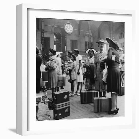 Stylishly Dressed African American Women at New York City's Pennsylvania Station. August 1942-null-Framed Photo