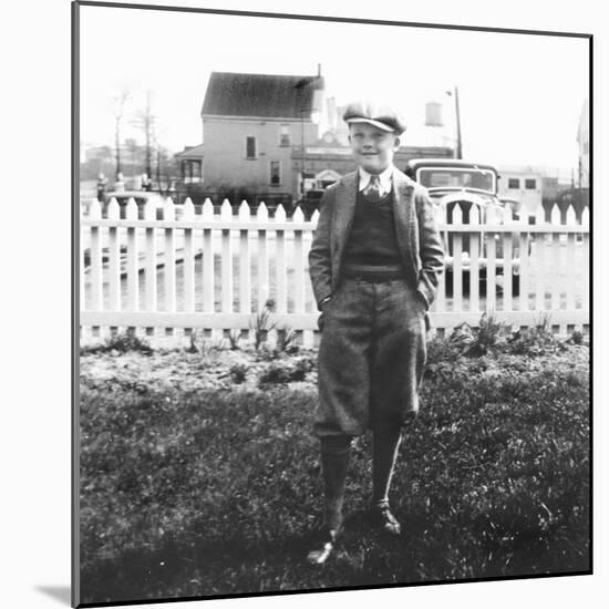 Stylishly Dressed Boy Poses in His Backyard, Ca. 1936.-Kirn Vintage Stock-Mounted Photographic Print