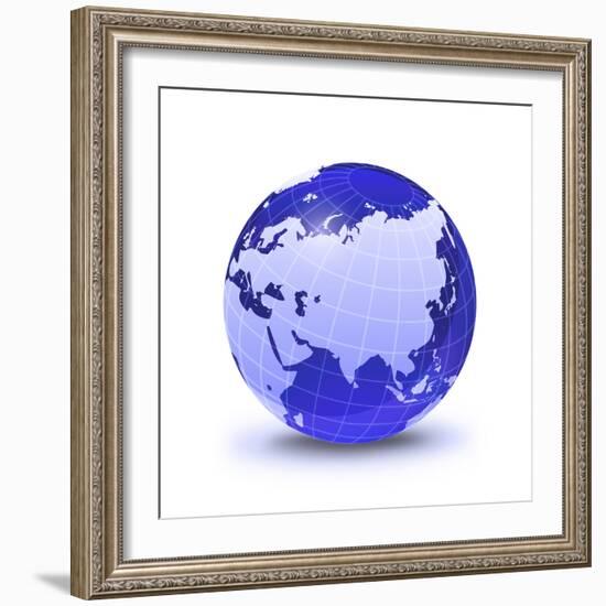 Stylized Earth Globe with Grid, Showing Asia And Europe-Stocktrek Images-Framed Photographic Print