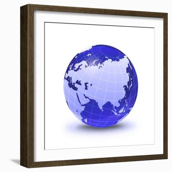 Stylized Earth Globe with Grid, Showing Asia And Europe-Stocktrek Images-Framed Photographic Print