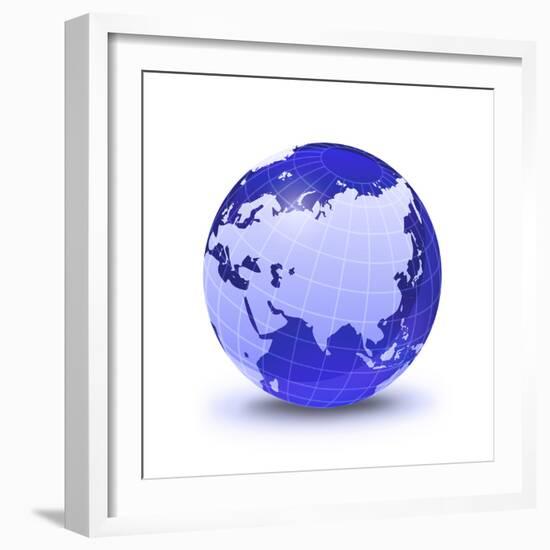 Stylized Earth Globe with Grid, Showing Asia And Europe-Stocktrek Images-Framed Photographic Print