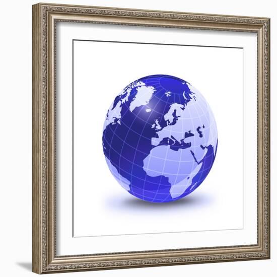 Stylized Earth Globe with Grid, Showing Europe And Africa-Stocktrek Images-Framed Photographic Print