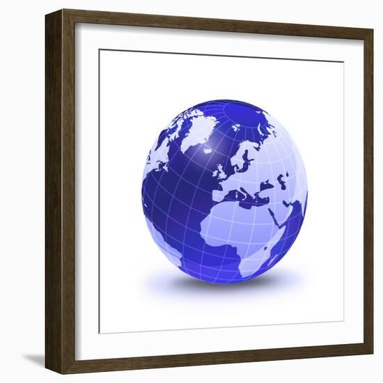 Stylized Earth Globe with Grid, Showing Europe And Africa-Stocktrek Images-Framed Photographic Print