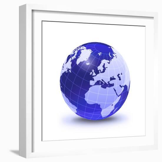 Stylized Earth Globe with Grid, Showing Europe And Africa-Stocktrek Images-Framed Photographic Print