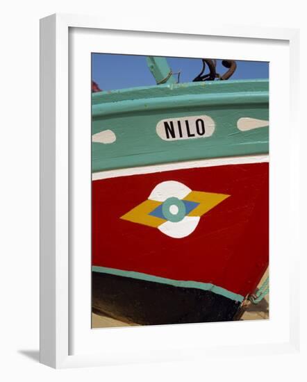 Stylized Eye on Fishing Boat, Algarve, Portugal, Europe-Westwater Nedra-Framed Photographic Print