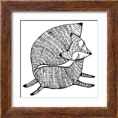 Stylized Fox. Forest Animals. Cute Fox. Line Art. Black and White Drawing  by Hand. Graphic Arts. Ta' Art Print - In Art 