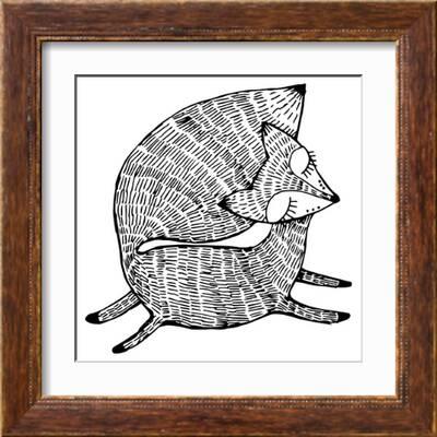 Stylized Fox. Forest Animals. Cute Fox. Line Art. Black and White Drawing by Hand. Graphic Arts. Ta' Art Print - In Art Stylized Fox. Forest Animals. Cute Fox. Line Art. Black and White Drawing by Hand. Graphic Arts. Ta' Art Print - In Art