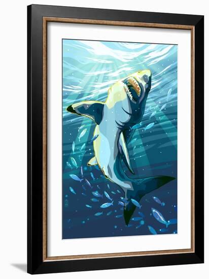 Stylized Great White Shark-Lantern Press-Framed Art Print