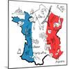 Stylized Map of France. Things that Different Regions in France are Famous For.-Alisa Foytik-Mounted Art Print