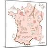 Stylized Map of France. Things that Different Regions in France are Famous For.-Alisa Foytik-Mounted Art Print