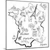 Stylized Map of France. Things that Different Regions in France are Famous For.-Alisa Foytik-Mounted Art Print