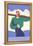 Stylized Skier in Mountains-null-Framed Stretched Canvas