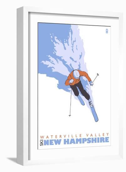 Stylized Skier, Waterville Valley, New Hampshire-Lantern Press-Framed Art Print