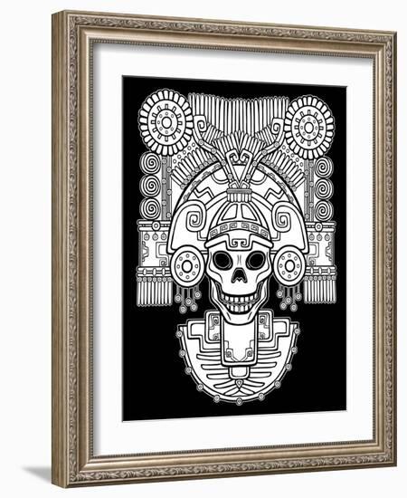 Stylized Skull. Pagan God of Death. Motives of Art Native American Indian. Vector Illustration: The-Zvereva Iana-Framed Art Print