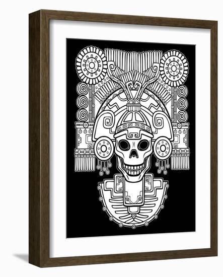 Stylized Skull. Pagan God of Death. Motives of Art Native American Indian. Vector Illustration: The-Zvereva Iana-Framed Art Print