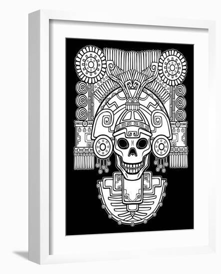 Stylized Skull. Pagan God of Death. Motives of Art Native American Indian. Vector Illustration: The-Zvereva Iana-Framed Art Print