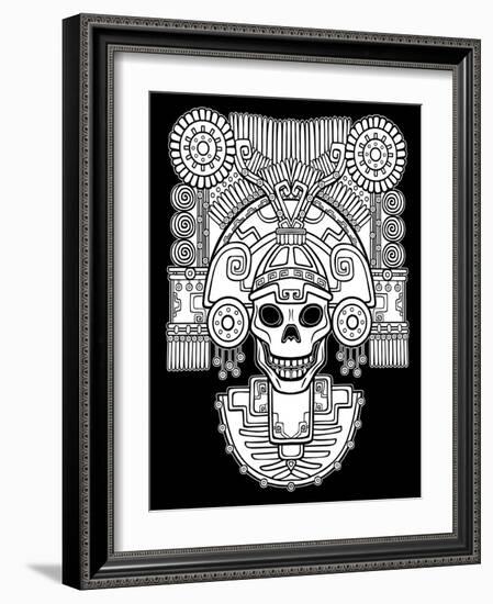 Stylized Skull. Pagan God of Death. Motives of Art Native American Indian. Vector Illustration: The-Zvereva Iana-Framed Art Print