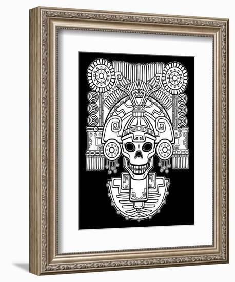 Stylized Skull. Pagan God of Death. Motives of Art Native American Indian. Vector Illustration: The-Zvereva Iana-Framed Art Print