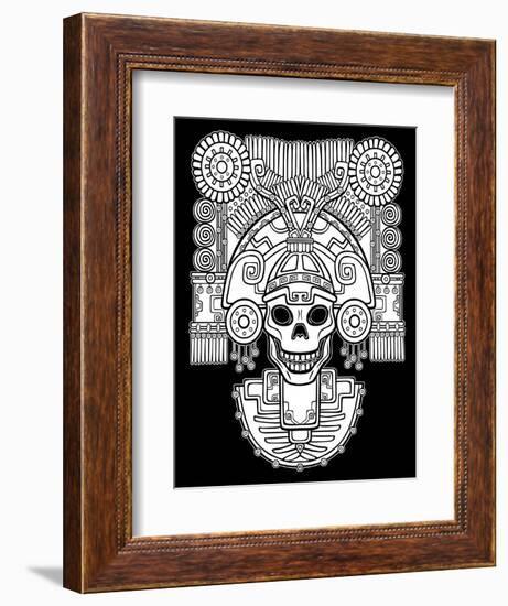 Stylized Skull. Pagan God of Death. Motives of Art Native American Indian. Vector Illustration: The-Zvereva Iana-Framed Art Print