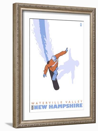 Stylized Snowboarder, Waterville Valley, New Hampshire-Lantern Press-Framed Art Print