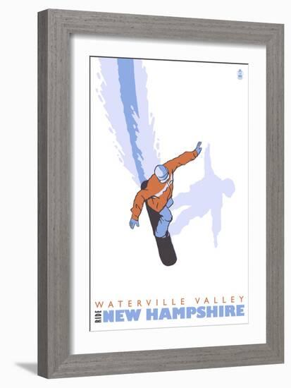 Stylized Snowboarder, Waterville Valley, New Hampshire-Lantern Press-Framed Art Print