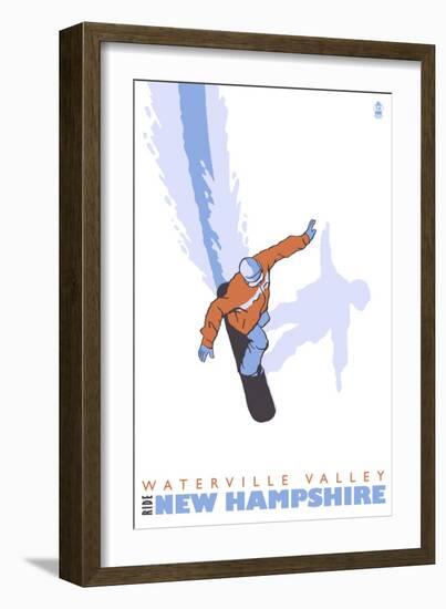 Stylized Snowboarder, Waterville Valley, New Hampshire-Lantern Press-Framed Art Print