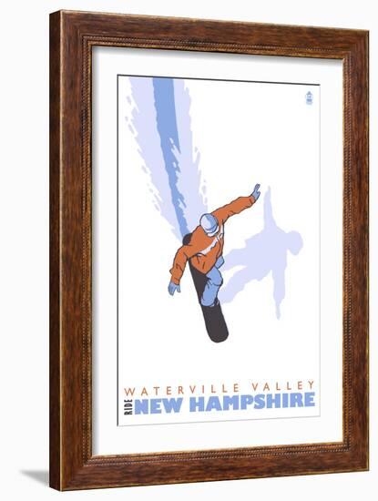 Stylized Snowboarder, Waterville Valley, New Hampshire-Lantern Press-Framed Art Print