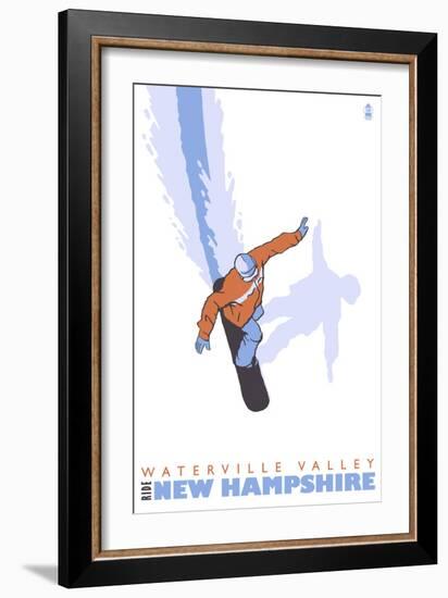 Stylized Snowboarder, Waterville Valley, New Hampshire-Lantern Press-Framed Art Print