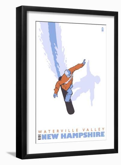 Stylized Snowboarder, Waterville Valley, New Hampshire-Lantern Press-Framed Art Print