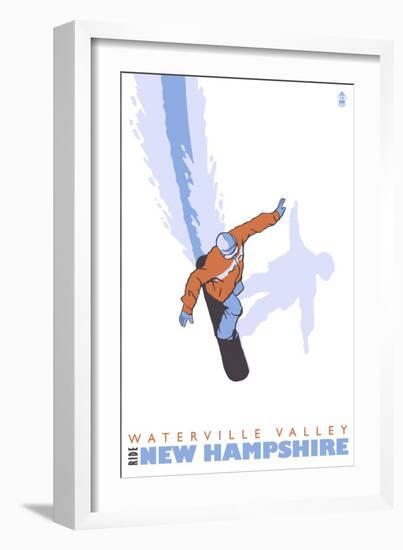 Stylized Snowboarder, Waterville Valley, New Hampshire-Lantern Press-Framed Art Print