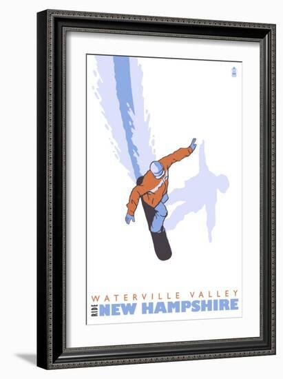 Stylized Snowboarder, Waterville Valley, New Hampshire-Lantern Press-Framed Art Print
