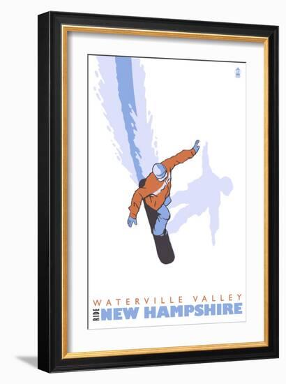 Stylized Snowboarder, Waterville Valley, New Hampshire-Lantern Press-Framed Art Print