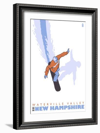 Stylized Snowboarder, Waterville Valley, New Hampshire-Lantern Press-Framed Premium Giclee Print