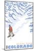 Stylized Snowshoer, Estes Park, Colorado-Lantern Press-Mounted Art Print