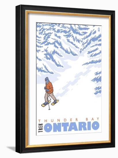 Stylized Snowshoer, Thunder Bay, Ontario-Lantern Press-Framed Art Print