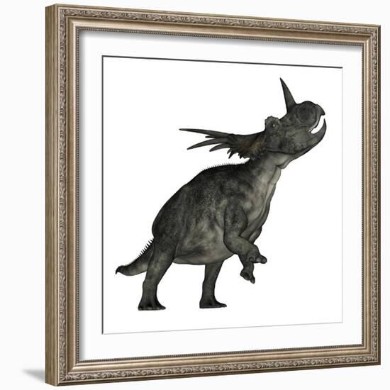 Styracosaurus Dinosaur Roaring-Stocktrek Images-Framed Premium Giclee Print