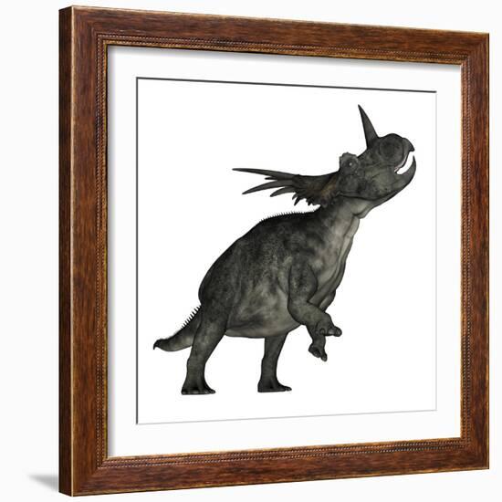 Styracosaurus Dinosaur Roaring-Stocktrek Images-Framed Premium Giclee Print