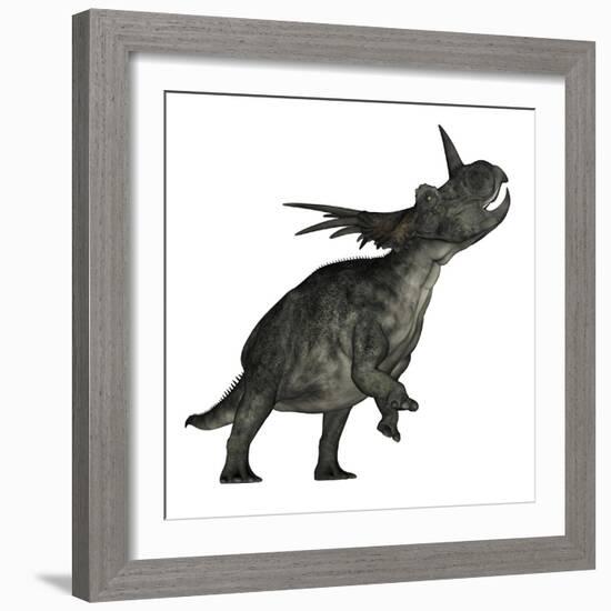 Styracosaurus Dinosaur Roaring-Stocktrek Images-Framed Art Print