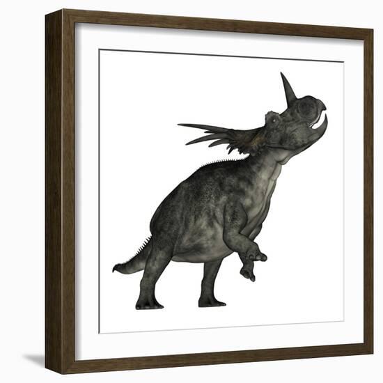 Styracosaurus Dinosaur Roaring-Stocktrek Images-Framed Art Print