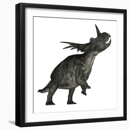 Styracosaurus Dinosaur Roaring-Stocktrek Images-Framed Art Print