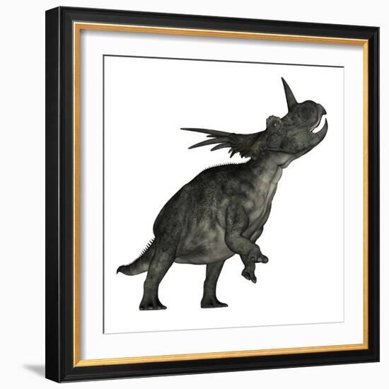 Styracosaurus Dinosaur Roaring-Stocktrek Images-Framed Art Print