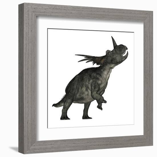 Styracosaurus Dinosaur Roaring-Stocktrek Images-Framed Art Print