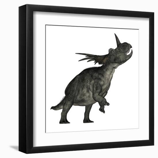 Styracosaurus Dinosaur Roaring-Stocktrek Images-Framed Art Print